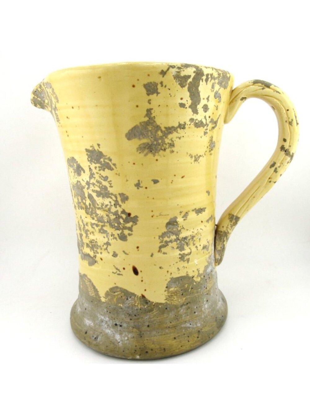 Vintage Spongeware Stoneware Farm House Pitcher Yelloware Water Jug, Flower Vase